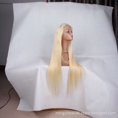 Top quality full lace blonde wig with fringe, 613 full lace wig human hair